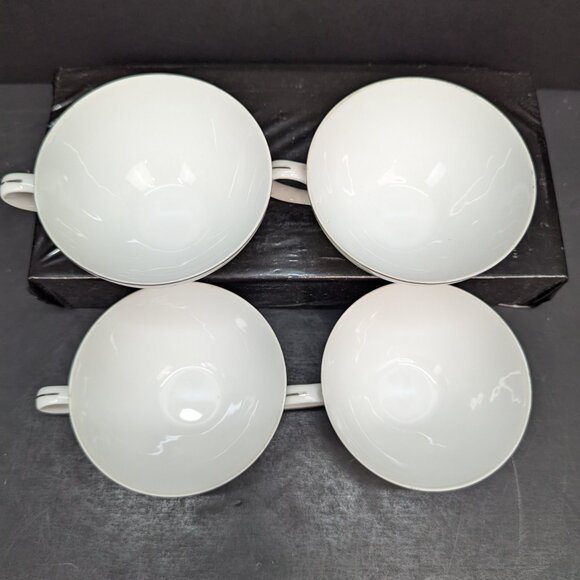 Fine China Japan Fairlawn Pattern 8603 Porcelain Flat 4 Oz Teacup Set of 4 - Picture 8 of 10